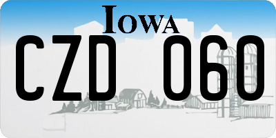 IA license plate CZD060