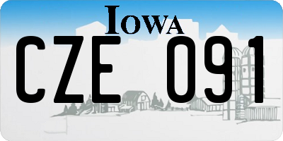 IA license plate CZE091