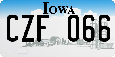 IA license plate CZF066