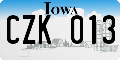 IA license plate CZK013