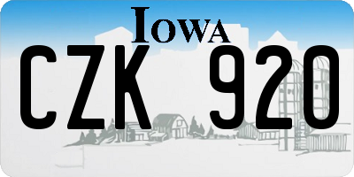 IA license plate CZK920