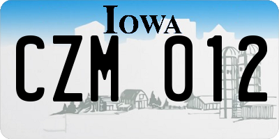 IA license plate CZM012