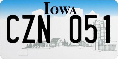 IA license plate CZN051