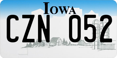 IA license plate CZN052