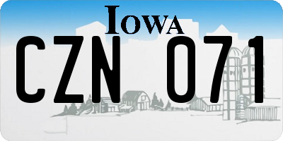 IA license plate CZN071