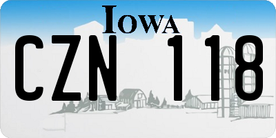 IA license plate CZN118