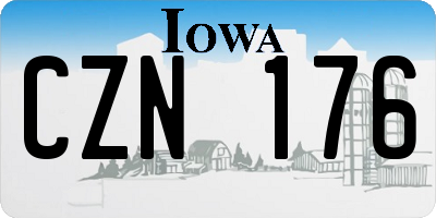 IA license plate CZN176