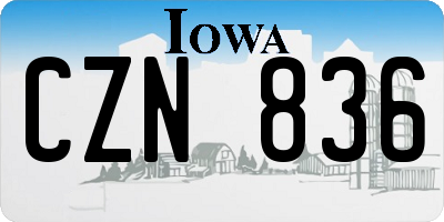 IA license plate CZN836