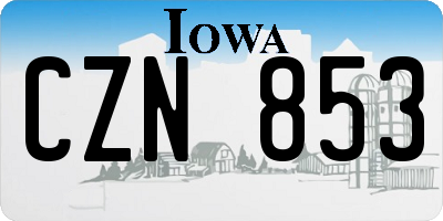 IA license plate CZN853