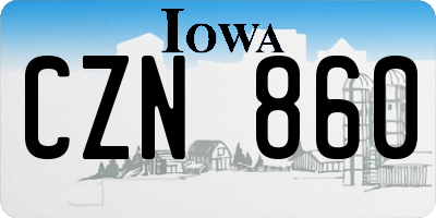 IA license plate CZN860