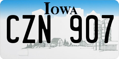 IA license plate CZN907