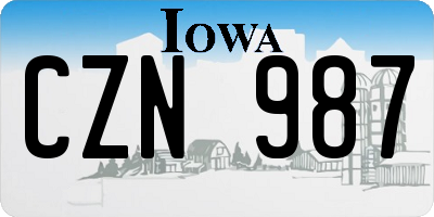 IA license plate CZN987