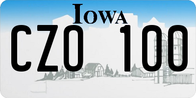 IA license plate CZO100
