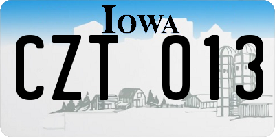 IA license plate CZT013