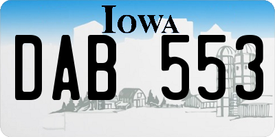IA license plate DAB553