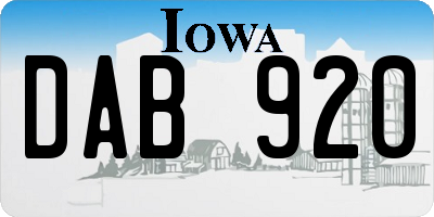 IA license plate DAB920