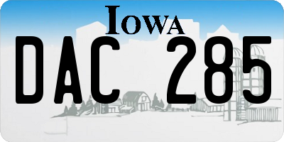 IA license plate DAC285