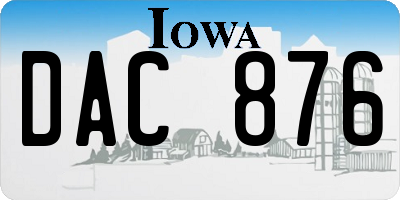 IA license plate DAC876