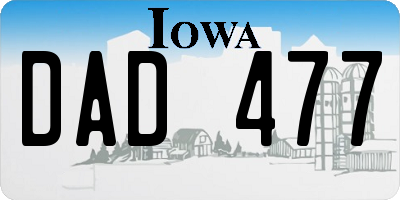 IA license plate DAD477