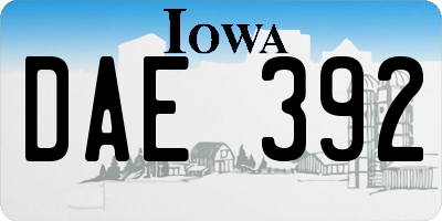 IA license plate DAE392