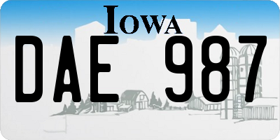 IA license plate DAE987