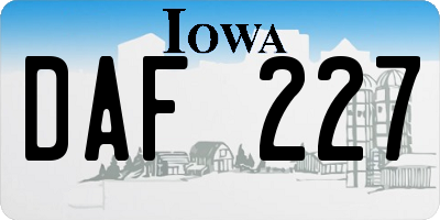 IA license plate DAF227