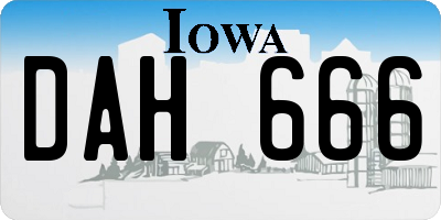 IA license plate DAH666