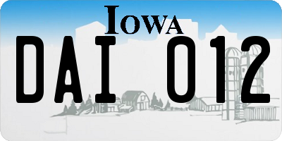 IA license plate DAI012