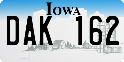 IA license plate DAK162