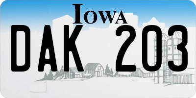 IA license plate DAK203