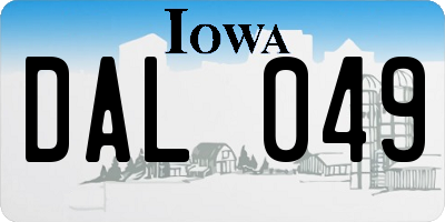 IA license plate DAL049