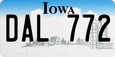IA license plate DAL772