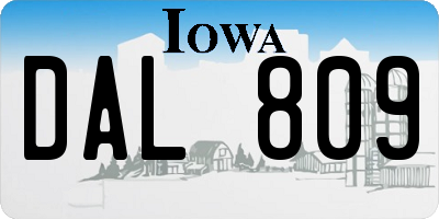 IA license plate DAL809