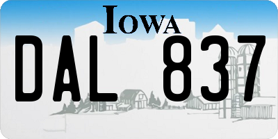 IA license plate DAL837