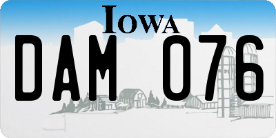 IA license plate DAM076