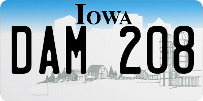 IA license plate DAM208