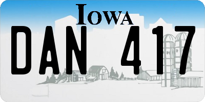 IA license plate DAN417