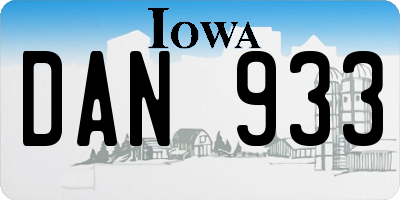IA license plate DAN933