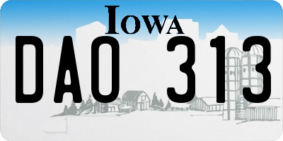 IA license plate DAO313
