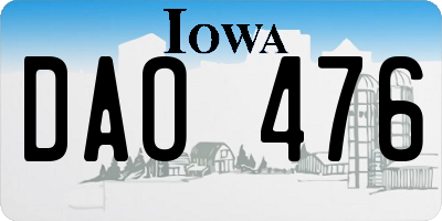 IA license plate DAO476