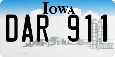 IA license plate DAR911
