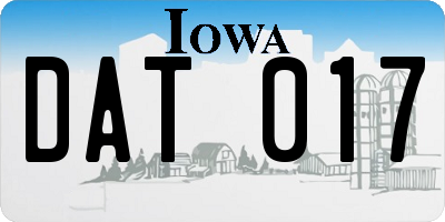 IA license plate DAT017