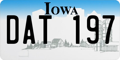 IA license plate DAT197