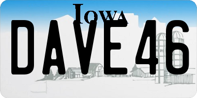 IA license plate DAVE46