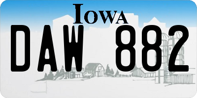 IA license plate DAW882
