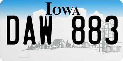 IA license plate DAW883
