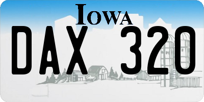 IA license plate DAX320