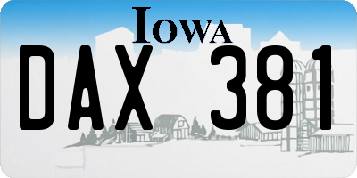 IA license plate DAX381
