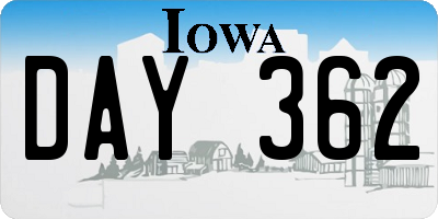 IA license plate DAY362