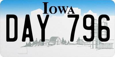 IA license plate DAY796